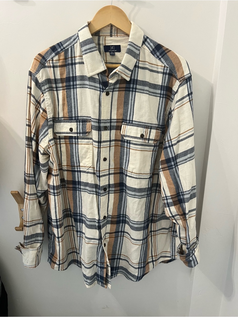 Men's George Plaid Flannel Button-Front Shirt k008